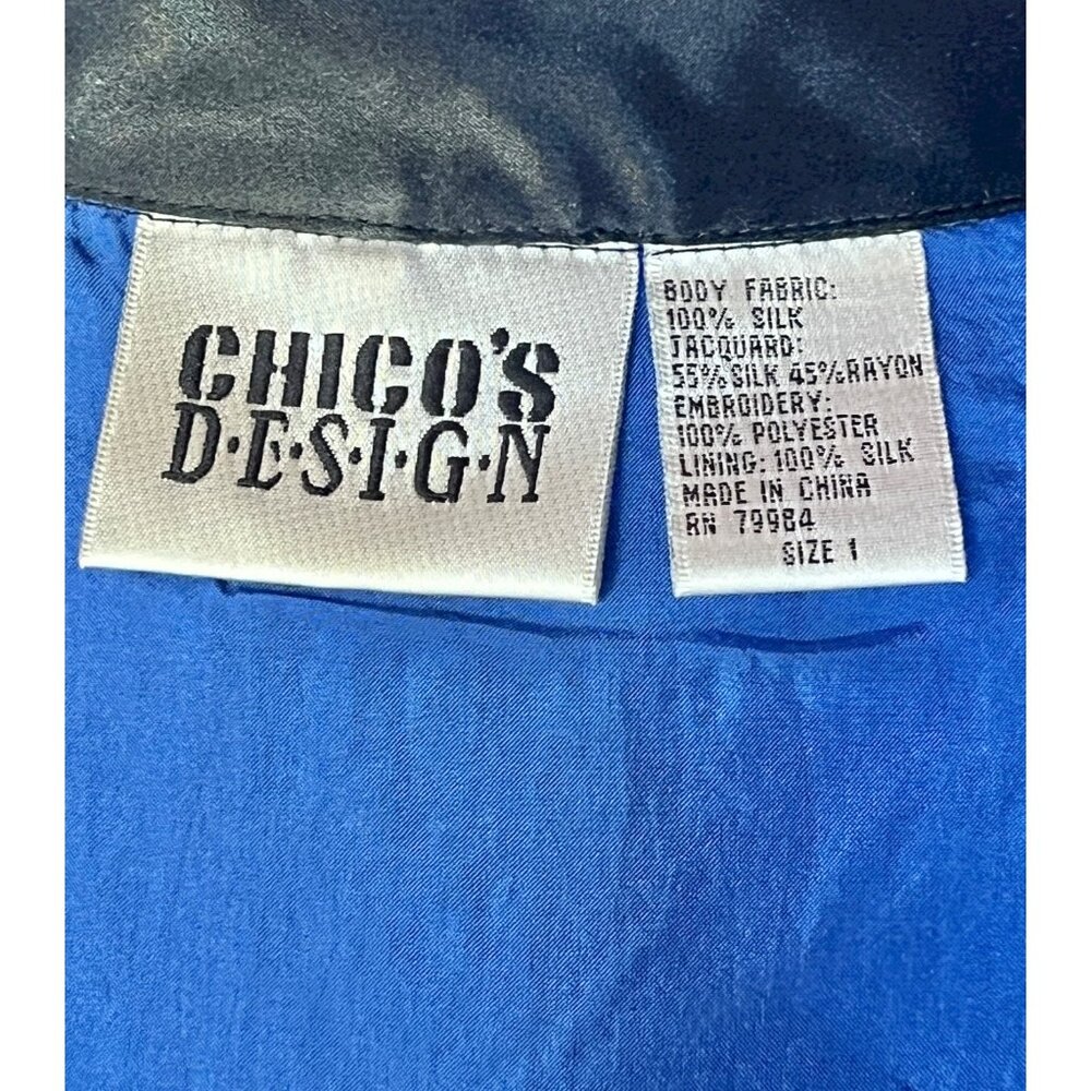 Chicos Design Womens Size 1X Black Multi-Colored Silk Jacquard Jacket Blazer EUC - Picture 5 of 8